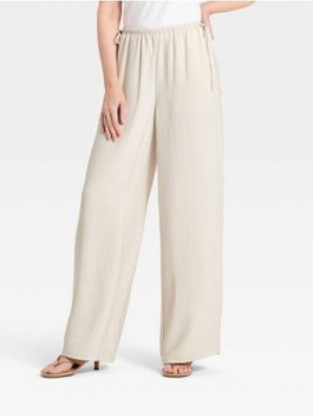 VICI wide leg linen blend side tie coastal pants